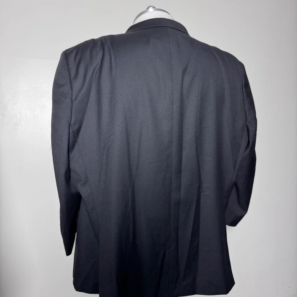 Michael Kors Tuxedo Suit‎ Mens 60R W52xL24 Black Solid Peak Lapel Formal Wedding